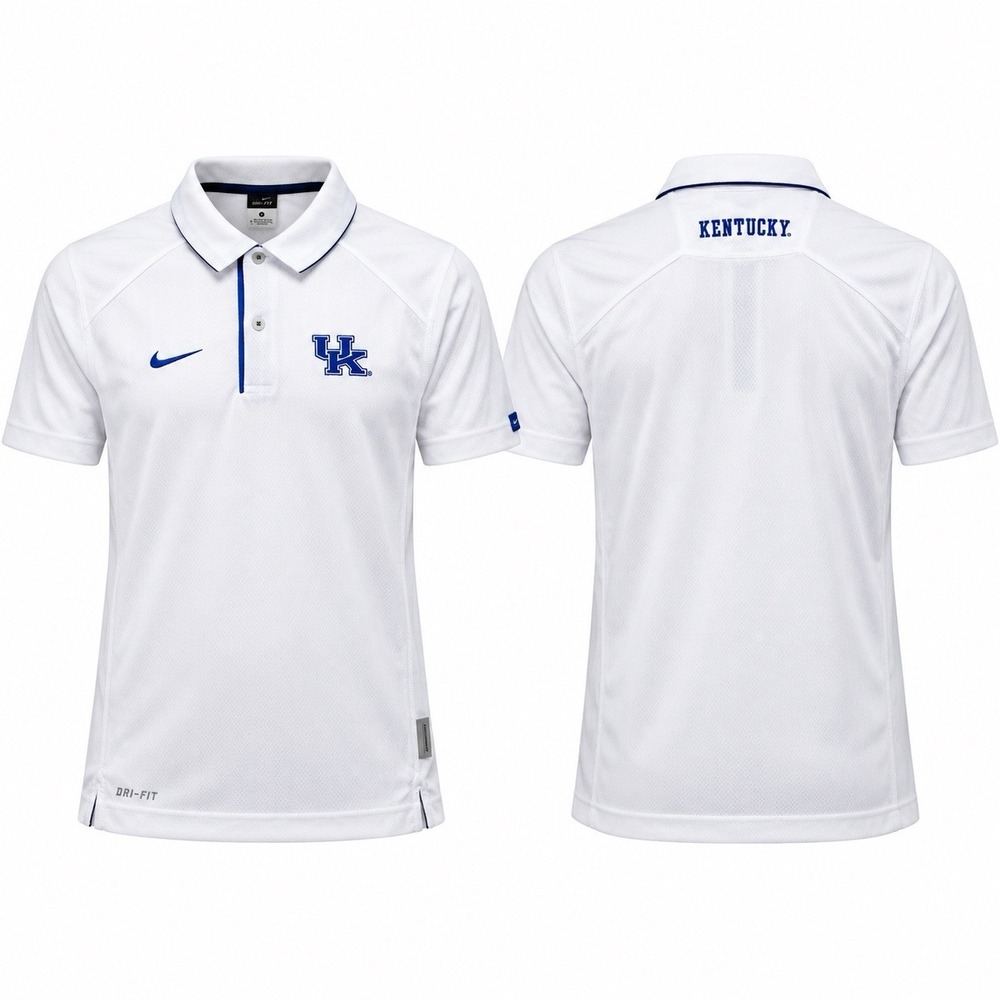 Nike Kentucky Wildcats Dri-FIT Polo Men’s Small White Blue UK 400629 NWT